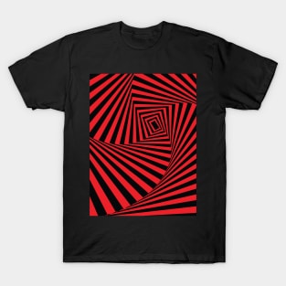 Red and black optical illusion art swirl T-Shirt